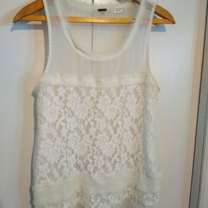 Miss Me ivory sheer lace tank blouse M